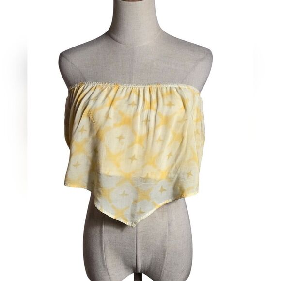 Aerie Yellow and White Bandana Crop Top Plus Size NWT - Picture 1 of 5